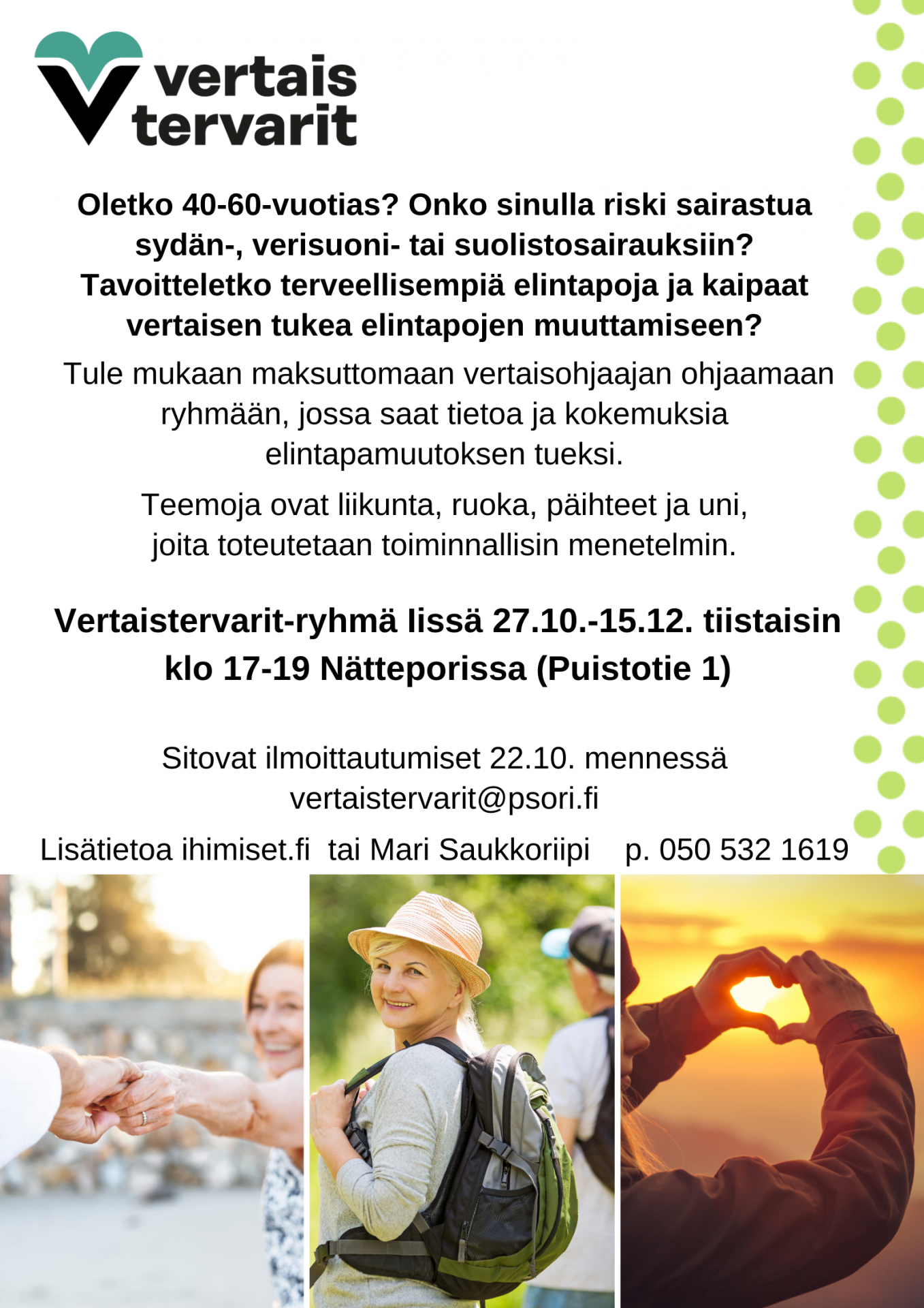 Vertaistervarit-ryhmä Iissä 27.10.-15.12.