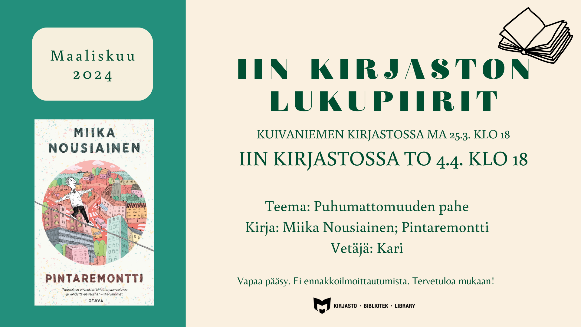 Lukupiirin tiedot, kirjan kansikuva