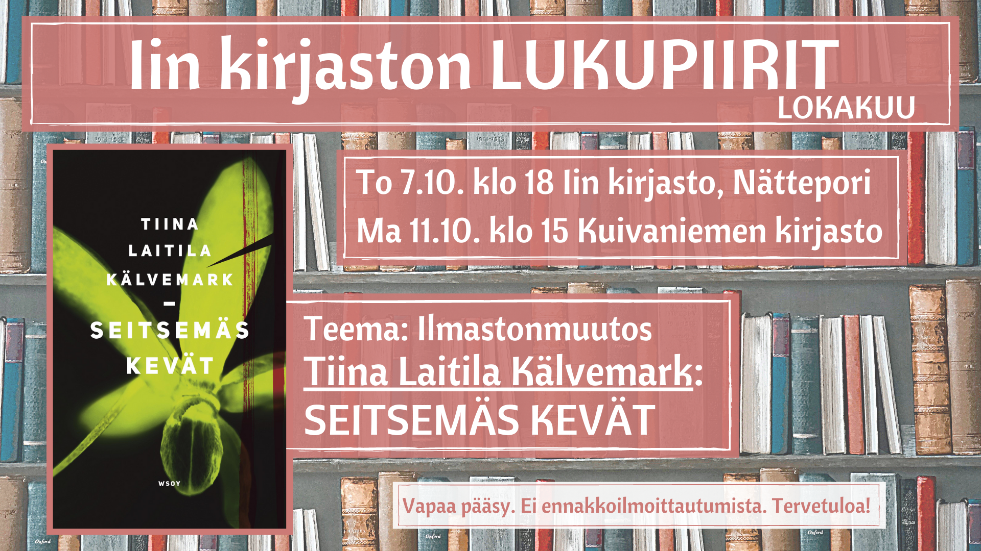 Lukupiirin ilmoitus kirjan kansikuvalla