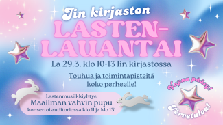 Tapahtuman tiedot värikkäällä pohjalla