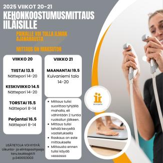 Maksuton kehonkoostumusmittaus iiläisille viikolla 20-21